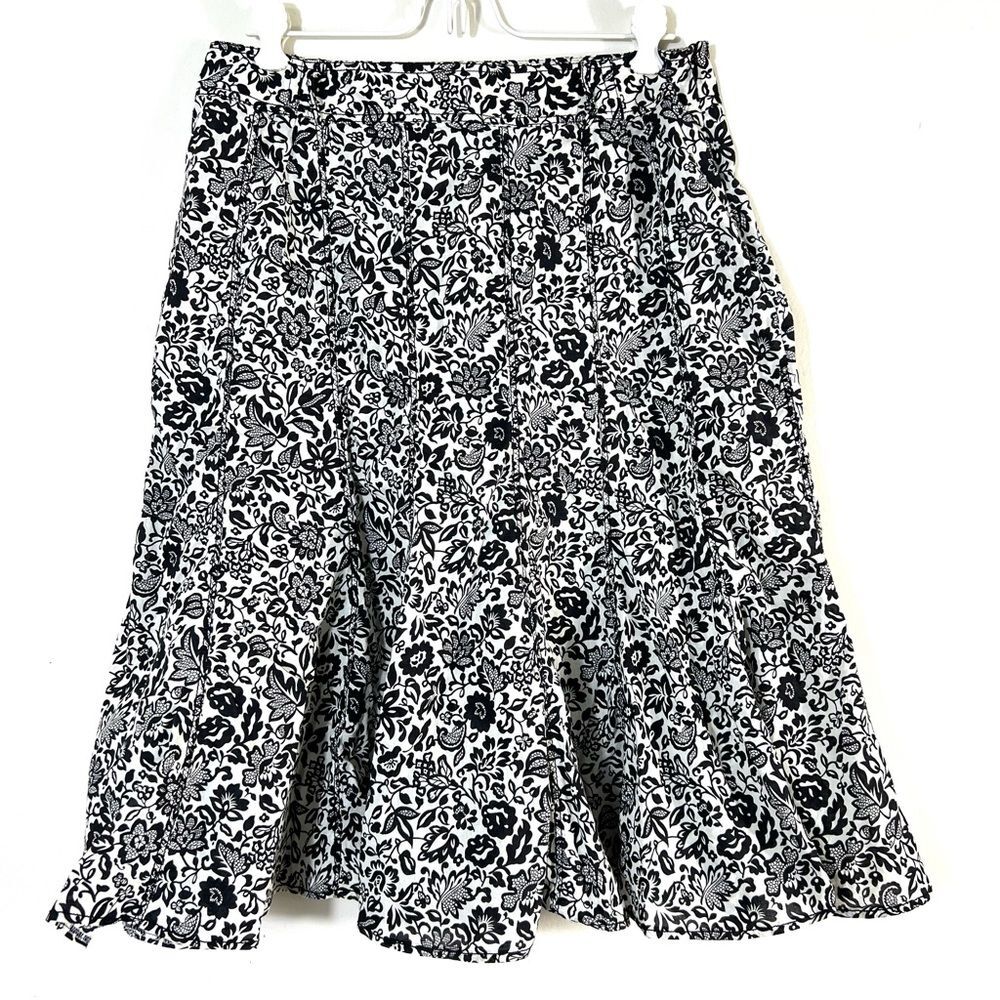 Gerard  Darel Flowy Midi Length Floral Black/White Skirt Sz S/M
